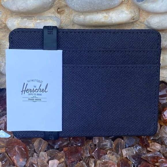 NWT New Herschel Men's Black Charlie Slim Cardholder ID Wallet RFID Travel Work - Picture 6 of 10